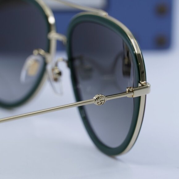Gucci GG0062S 003 Aviator Sunglasses - Gold/Green/Red/Green - Picture 10 of 12